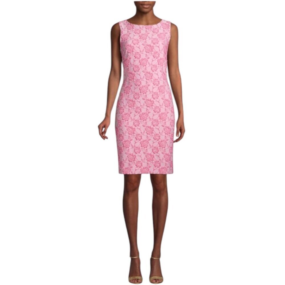 Donna Ricco NWT $138 Pink Floral Jacquard Sheath Dress, Women's Size 10